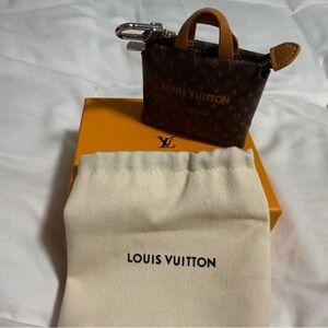 Bag Charm/Key fob luxury Brown and Tan Monogram zippered pouch! Full Inclusion 😍